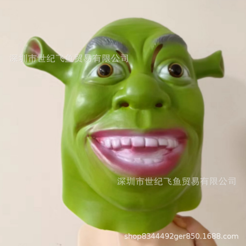 Halloween horror Shrek máscara de cabeza de monstruo verde cosplay baile extraño cabeza verde fábrica al por mayor