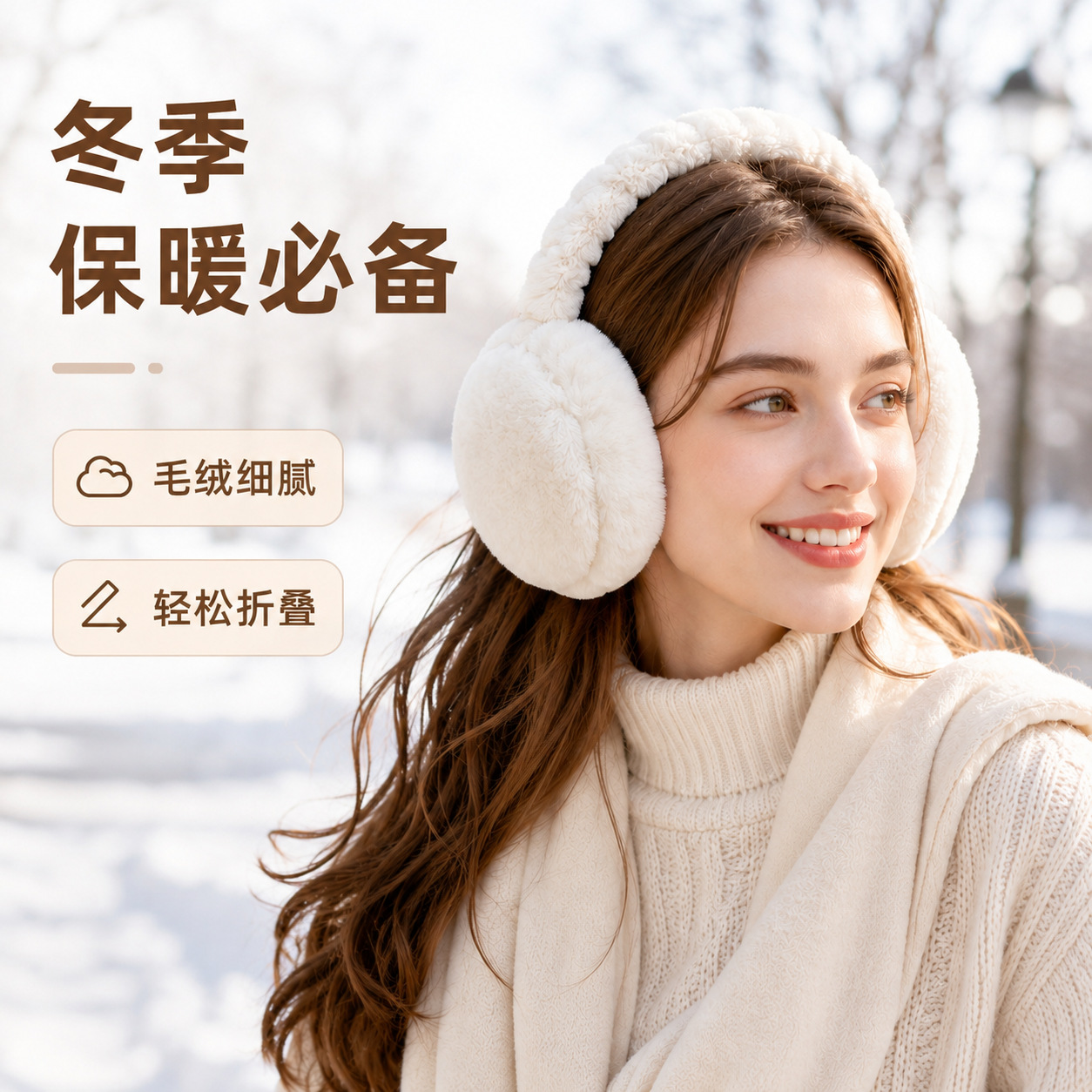 Winter Korean-style plush foldable earmuffs, unisex, cold-proof, solid color, warm ear covers