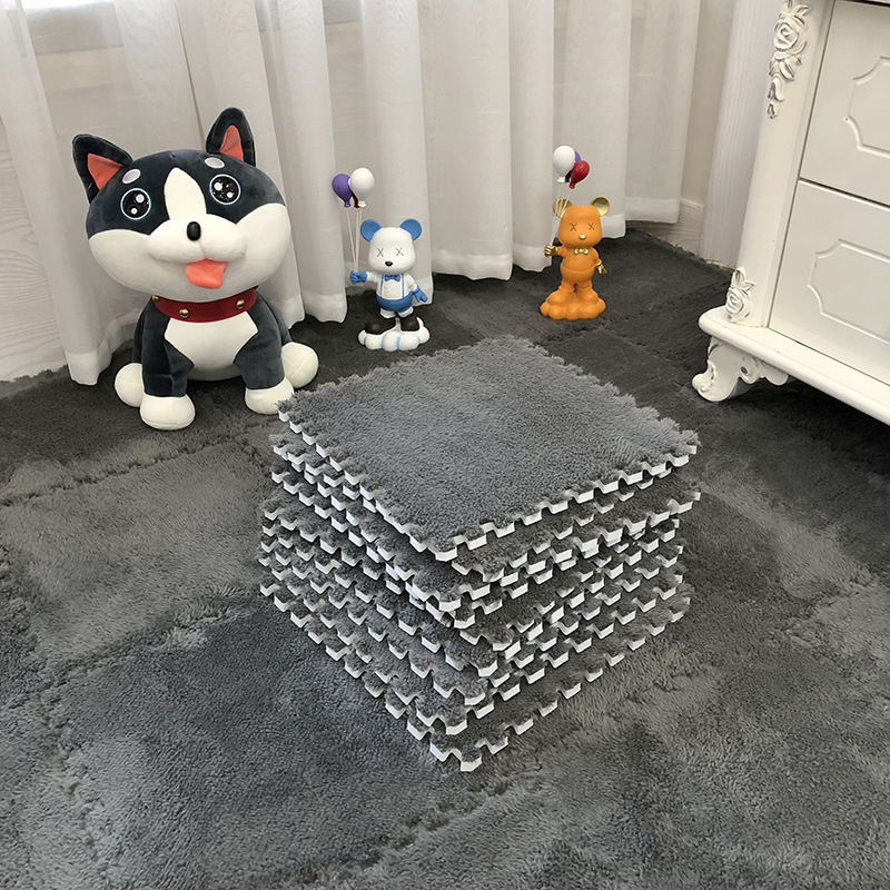 Light Luxury Pure Color Splicing Floor Mat for Living Room, Baby Crawling Mat, Household Non-Slip Easy Care Bedroom Bedside Floor Mat