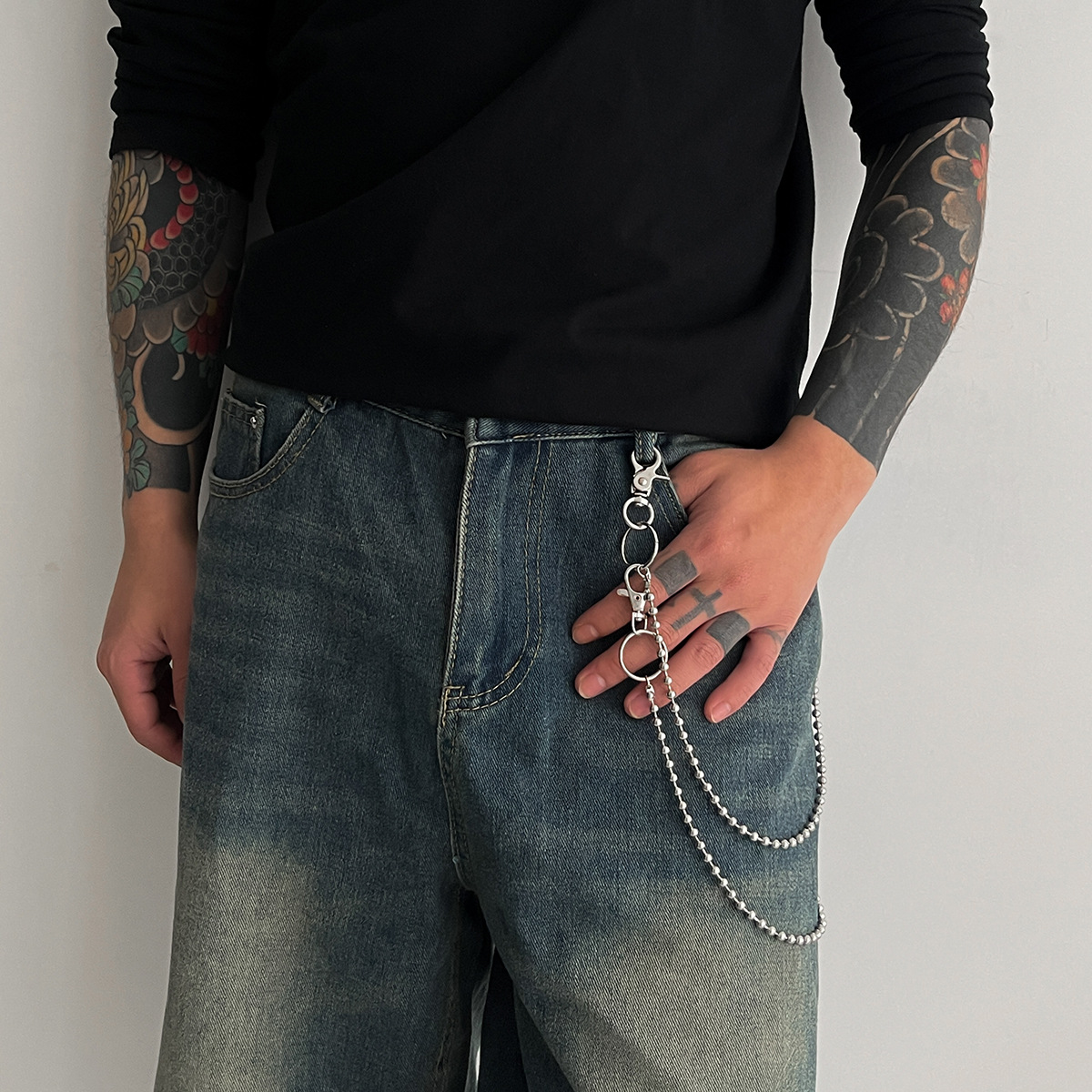 Fashion Personality Metal Jeans Hip Hop Niche Simple Hanging Men Waist Chain Accessories_voghion.com