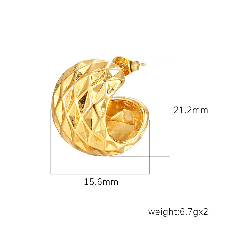 INS pendientes de semicírculo de acero inoxidable retro de alto grado de moda simple de las mujeres de 18 quilates pendientes de moda galvanizados que preservan el color