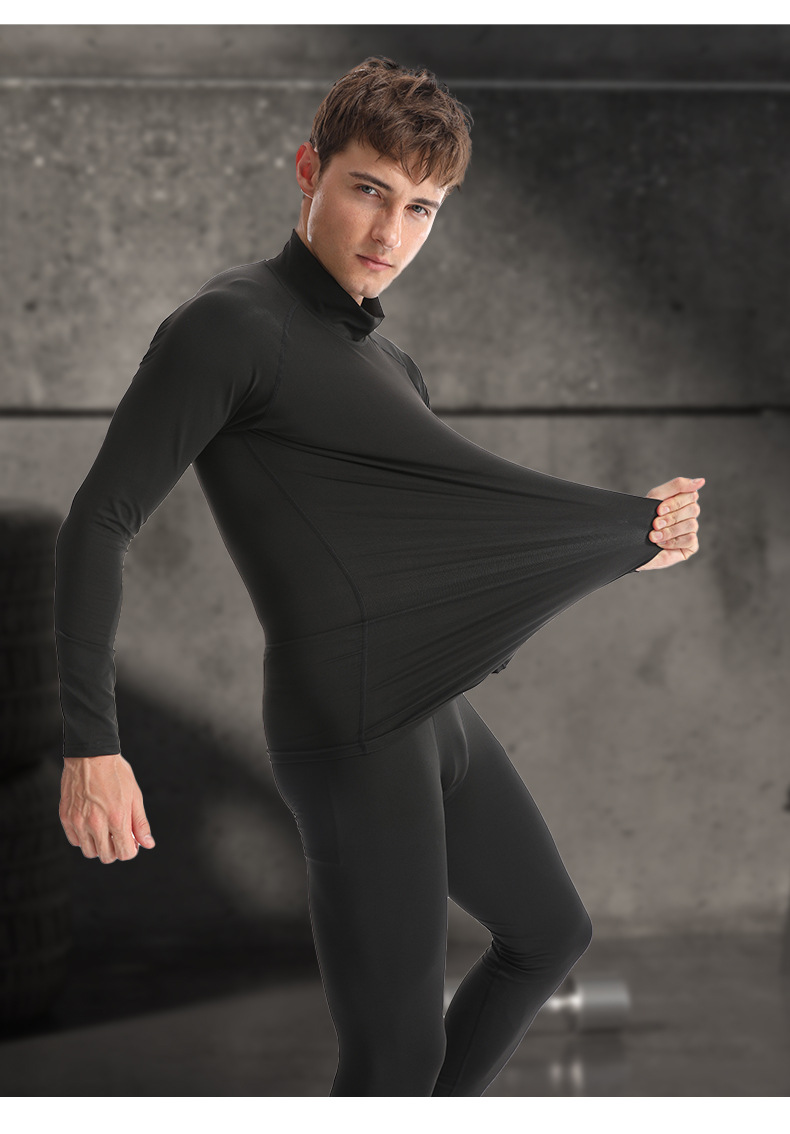 Collants à col montant pour hommes, respirants, chauds et à séchage rapide, vêtements de sport_voghion.com
