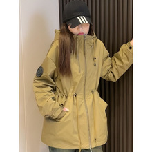 中长款夹克冲锋衣女春秋款新款百搭宽松洋气收腰棒球服风衣短外套