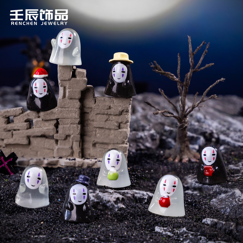 Halloween resin small accessories faceless men luminous small ghost cartoon micro landscape home decorations wholesale