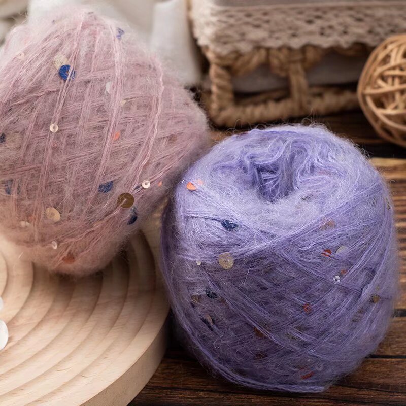 New Arrival Sparkling Mohair Hand-Knitted Crochet Yarn Imported Sparkling Mohair