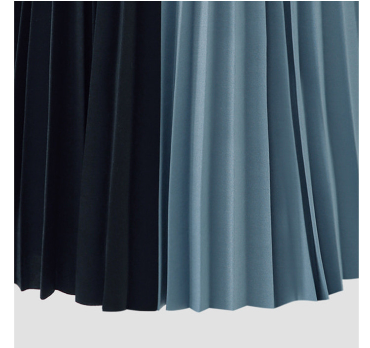 Color Matching Pleated Large Swing Skirt NSJR41880