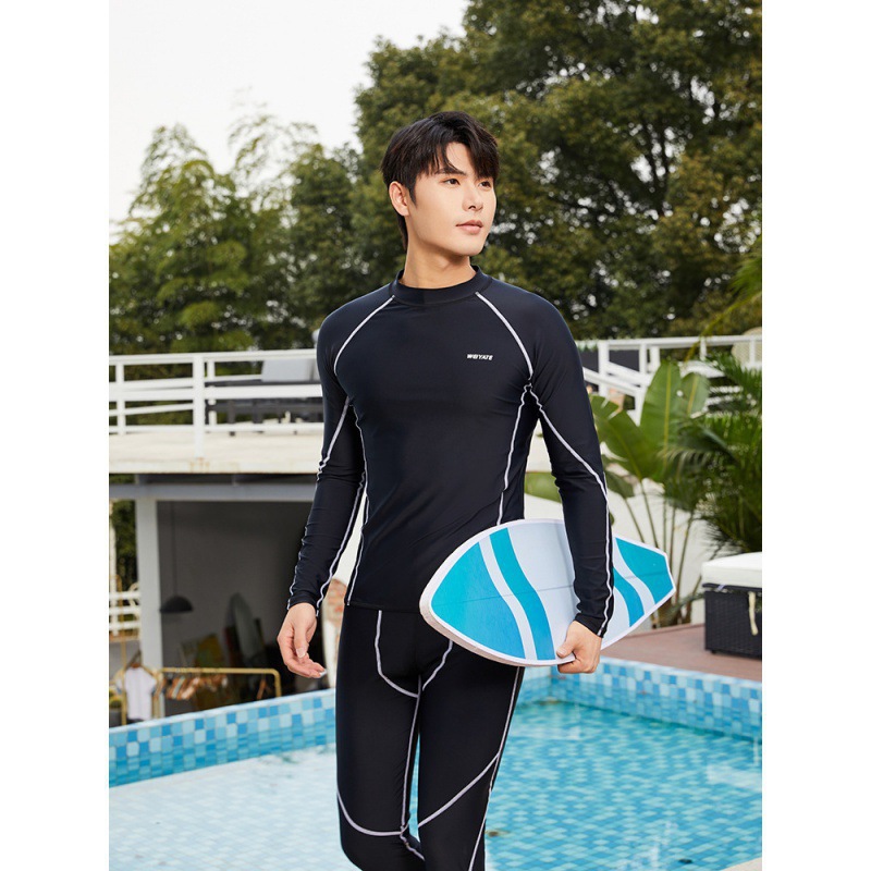 Swimwear Men's Long Sleeve Trousers Split Swimming Equipment Sun Protection Quick-drying Surfer Clothing Breathable Hot Spring Men's suit