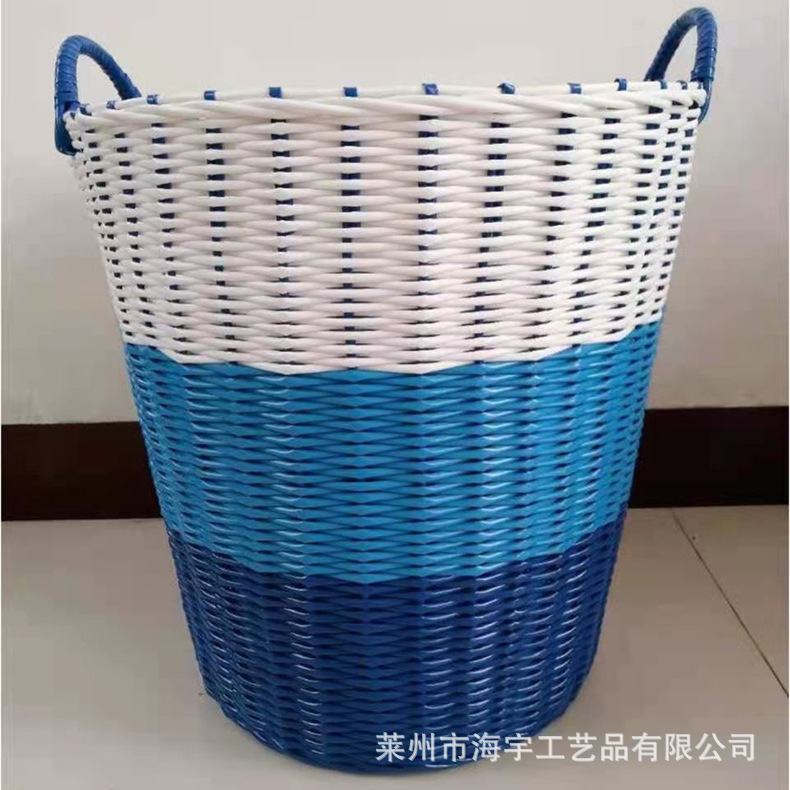 Cesto de ropa sucia tejido de plástico tipo ratán, multifuncional