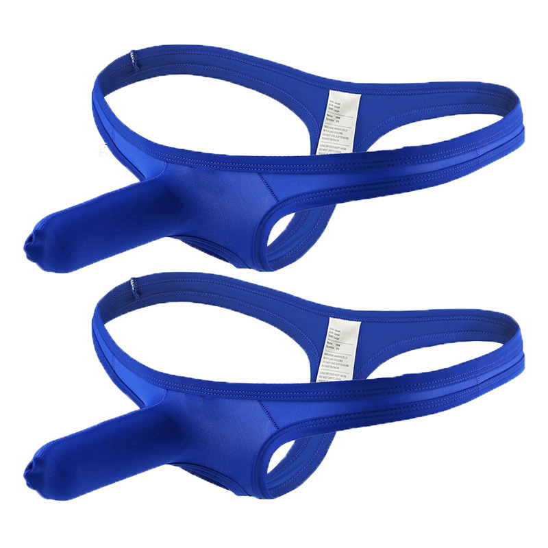 Tanga para hombre con separación para el pene, de tiro bajo, de seda fría, transpirable y sexy.