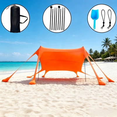 Cross-Border Sales, Avtomobil yan çətirləri - 8-foot-orange-table-with-2-iron-legs-300300200cm-lycra-canopy-tent