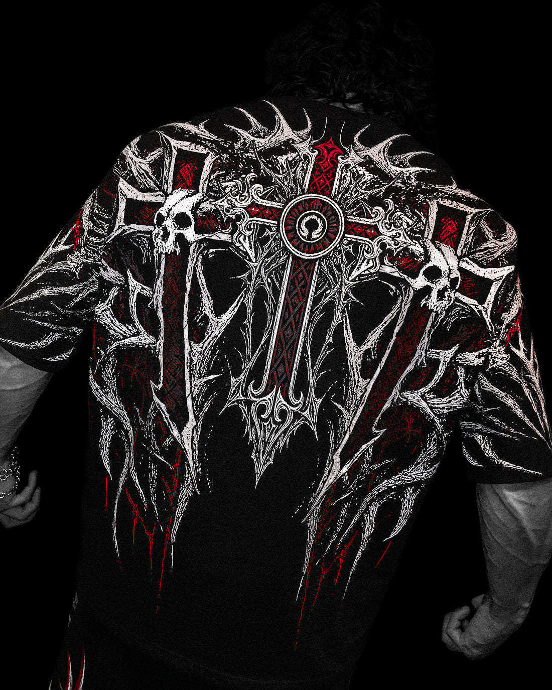 Breathedivinity's New Dark Gothic Dragon Style Loose-fit Plus-size Pure Cotton Men's Short-sleeve T-shirt 008_viptrois.com