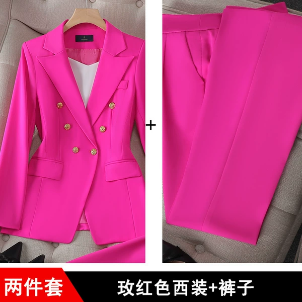 Red classic suit jacket, trousers