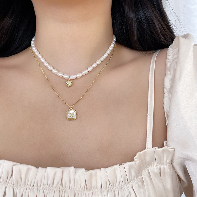 45g Weight Necklace Classification 1 Piece Quantity Daily Occasion Freshwater Pearl Material Heart Shape Pattern Women'S Gender Beaded Design Retro Style 1 Piece Retro Heart Shape Freshwater Pearl Beaded Necklace 19