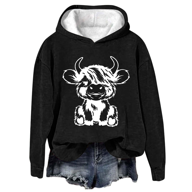 2025 Cross-Border Lt Cross-Border Cartoon Haunted House Bull Head 3D Sweatshirt Men's and Women's Hoodie Sports Running Pullover Sweatshirt