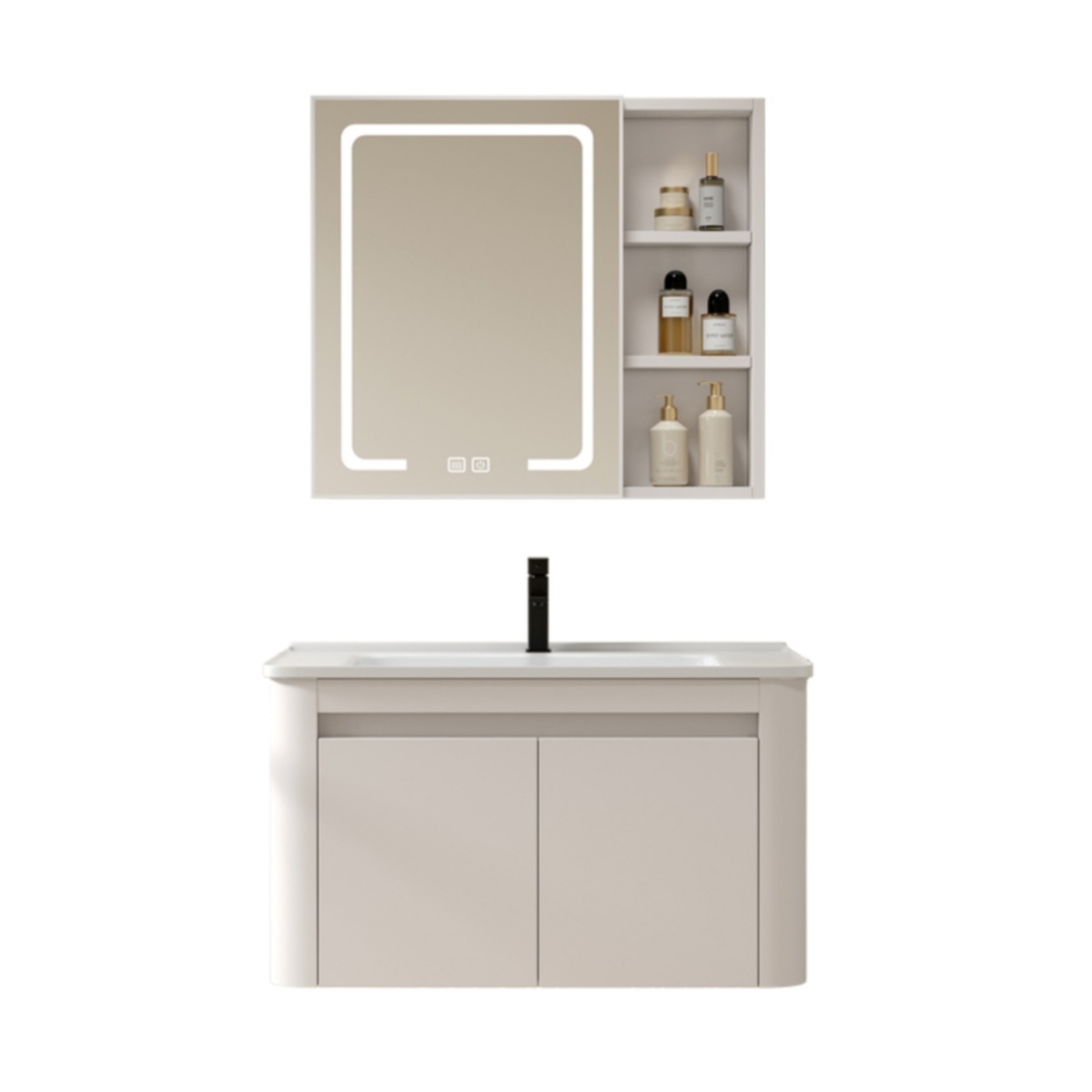 Gabinete de baño de arco circular de panal de aluminio espacial grueso integrado tipo pared cerámica lavabo lavabo lavabo facial