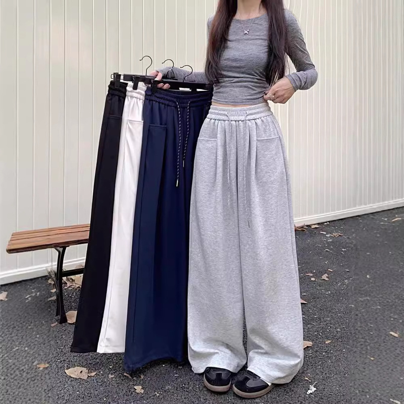 Irina Spring Autumn Winter Lazy Style Wide Leg Pants Women's High Waist Dosing Straight Casual Long Pants Loose Sweatpants Irina Spring Autumn Winter Lazy Style Wide Leg Pants Women's High Waist Dosing Straight Casual Long Pants Loose Sweatpants