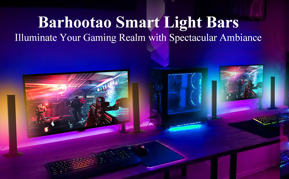 Kit de luz de ambiente de escritorio con conchas y ritmo musical para fondo de TV de computadora_voghion.com