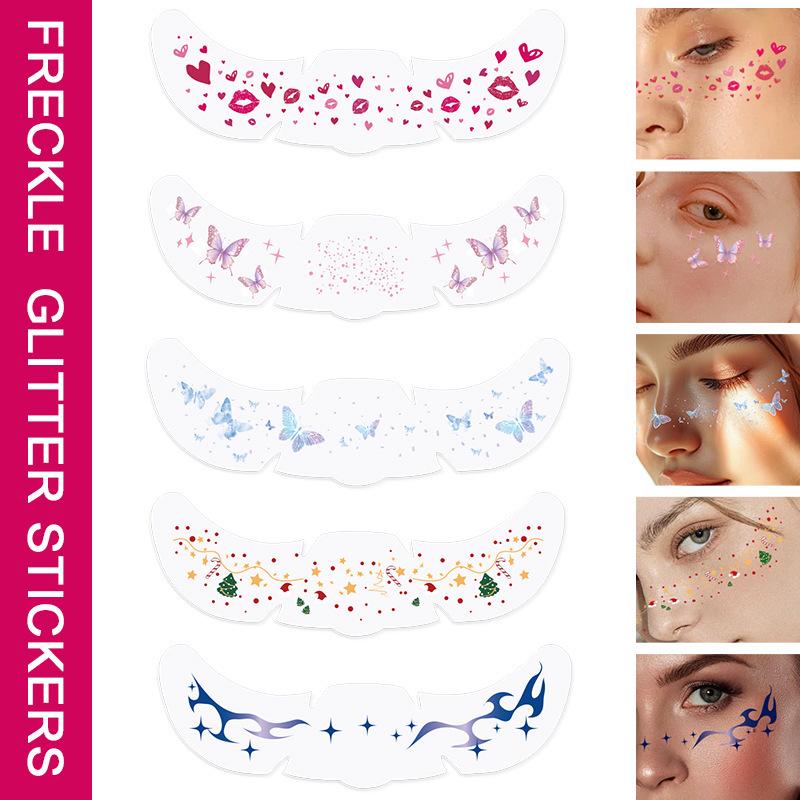 Waterproof Christmas face stickers cartoon carnival party European and American cross-border Valentine's Day makeup tattoo stickers cute wholesale