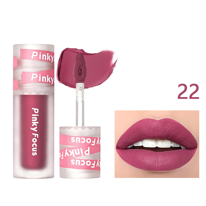 Poudre à lèvres PINKYFOCUS Lip Mud Mist Matte 26 couleurs Rouge à lèvres velours rendu des couleurs durable Brillant à lèvres_voghion.com