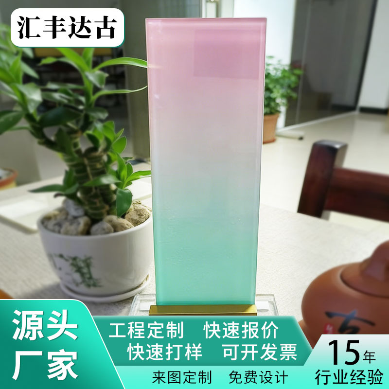 广州厂家定制彩色渐变夹胶玻璃玄关隔断屏风背景墙工程艺术玻璃