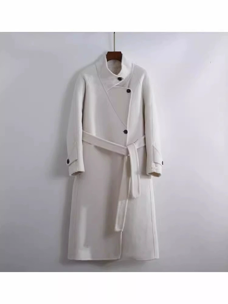 Double-sided cashmere long woolen coat, high-quality style