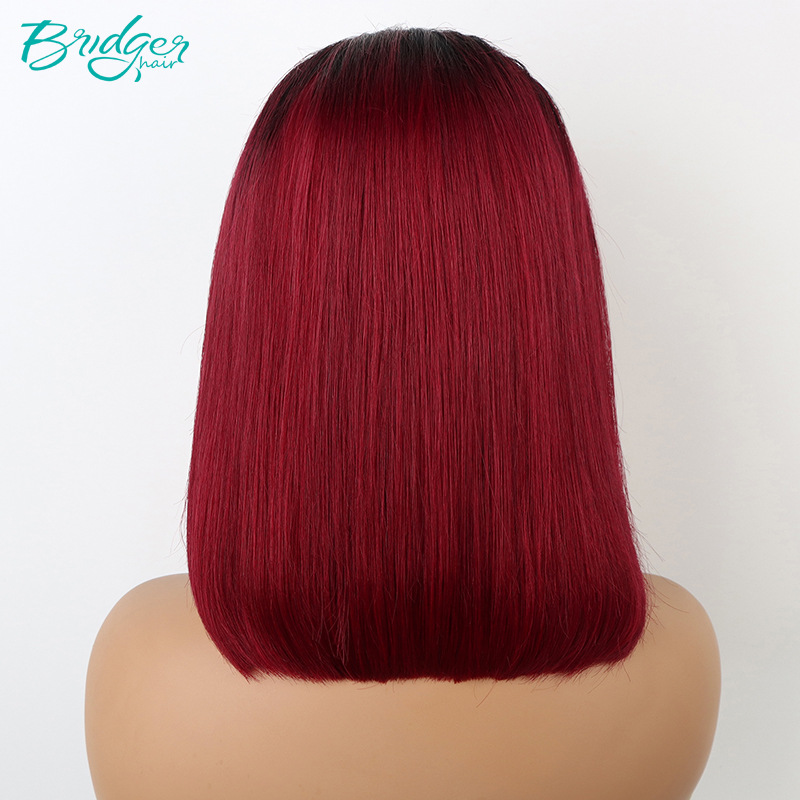 13*4 splice double draw BOB copricapo T1B/99j parrucca di capelli veri parrucche di capelli umani_voghion.com