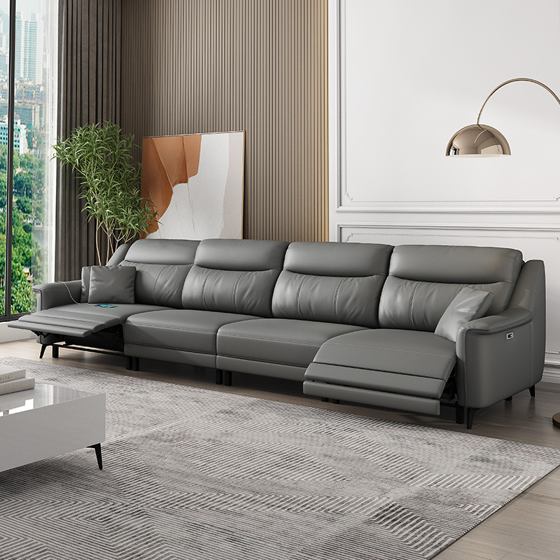 Función transfronteriza sofá cama eléctrica ajustable estilo italiano moderno y minimalista sala de estar sofá cama multifuncional retráctil de piel