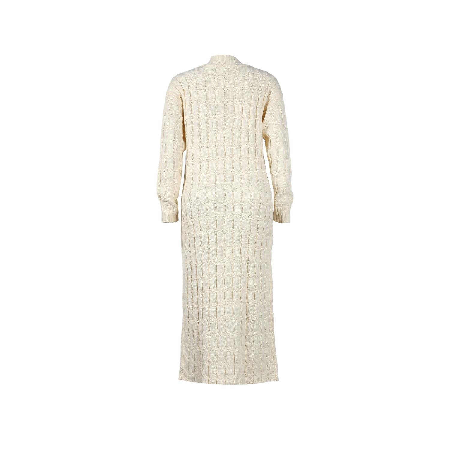 Damen Strickjacke Lang Aus Grobstrick In Unifarben Wintermantel_voghion.com