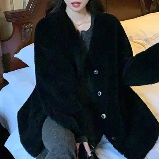 Демисезонная куртка с круглым воротом, корейский стиль, оверсайз