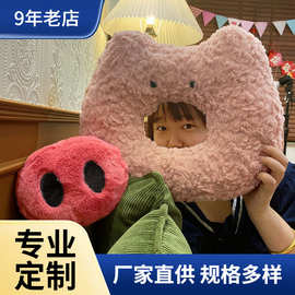 可爱猪头热少女心睡觉凉席沙发腰靠靠枕软乎乎可爱午睡枕学生教室