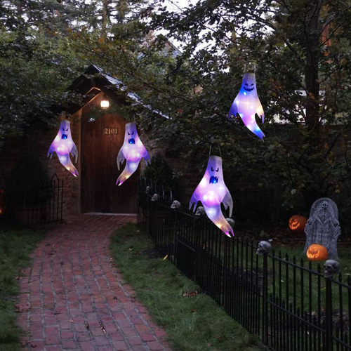 Halloween decoration hairdryer ghost Ghost Festival LED light-up ghost pendant party ghost face venue layout props