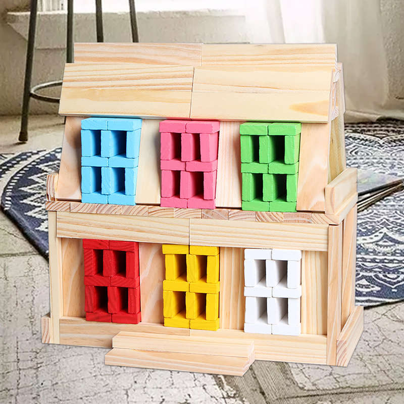 Arquímedes de madera para niños hechos a mano modelo de construcción de bloques de madera para jardín de infantes para construir juguetes apilados de materiales