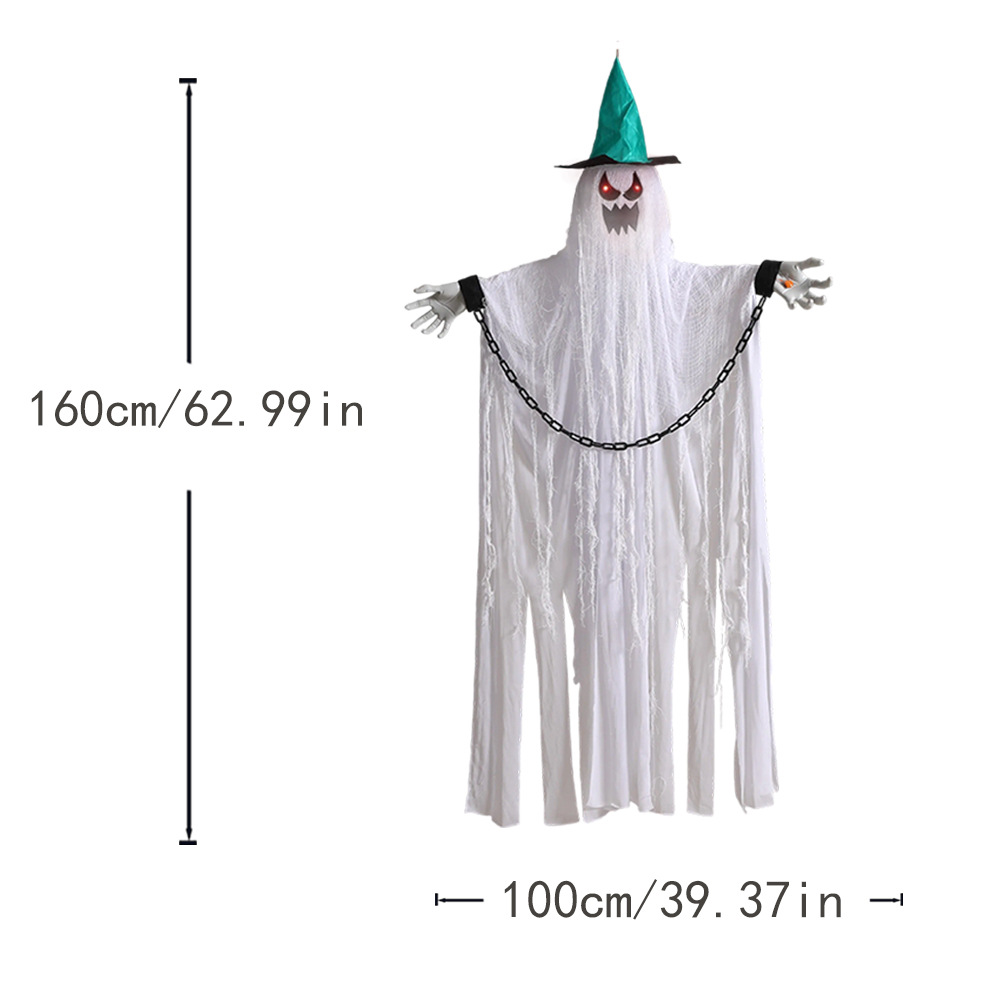 Decoración de Halloween, fantasma colgante, control de voz, fantasma luminoso eléctrico, llamada fantasma, acción a gran escala, sala secreta de fantasmas, decoración de fiesta, accesorios