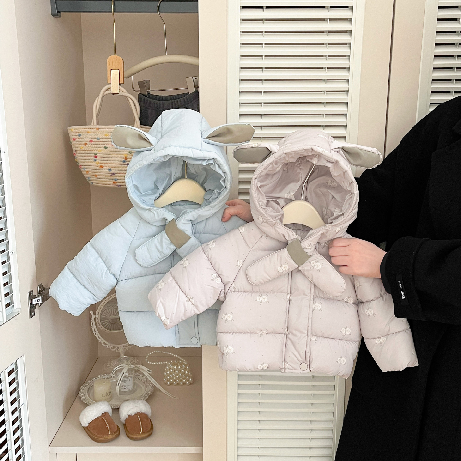 Invierno coreano de niñas ropa de algodón nuevo dulce bebé encapuchado turban grueso abrigo abrigo de pan