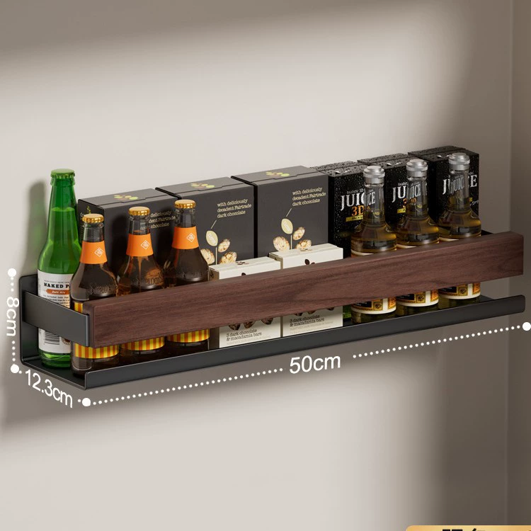 Walnut kitchen hook hole-free hanging rod pot spoon shovel hanger multi-function wall-mounted storage rack