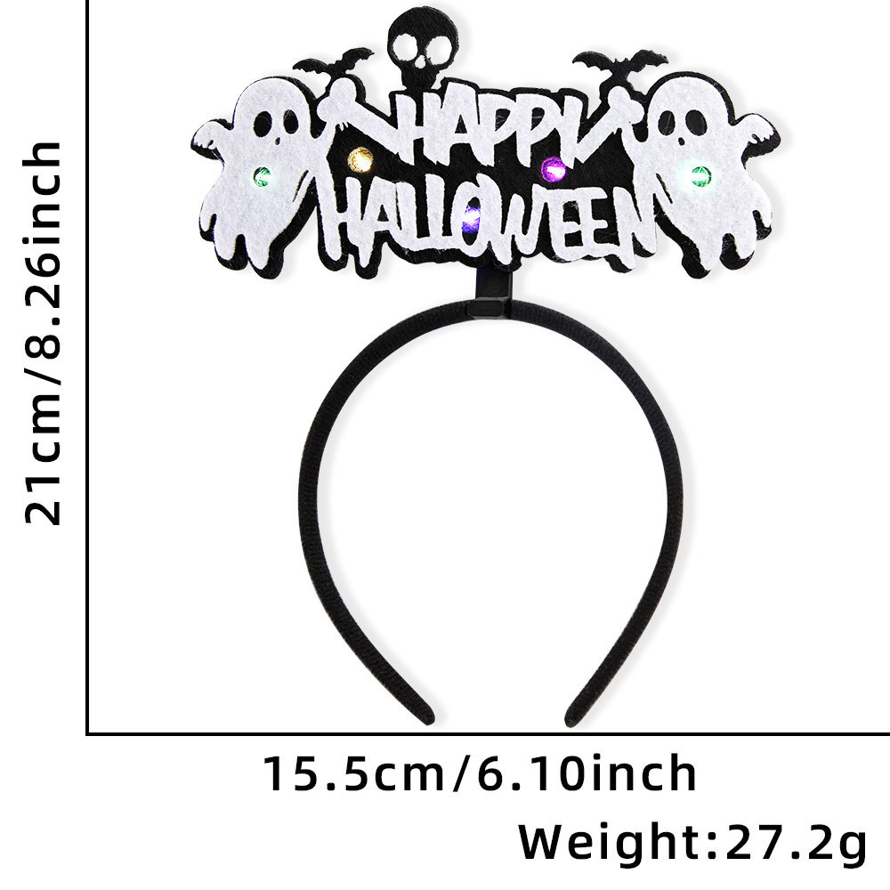 Diadema de Halloween 2026, accesorios luminosos para el cabello con diseño de fantasma y murciélago, decoración para fiestas temáticas de Halloween