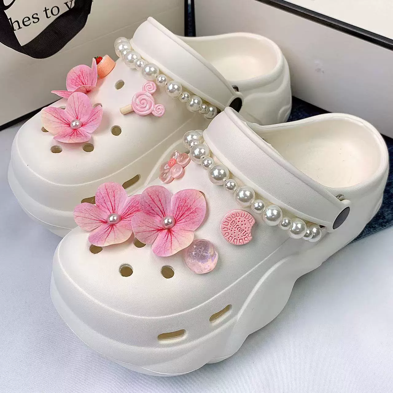 Украшения для обуви Phalaenopsis (jibbitz), китайский стиль 2025, наборы DIY с опцией жемчужной цепочки