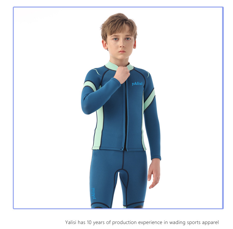 Combinaison de plongée enfant 3 mm neuve en stock, maillot de bain deux pièces garçon, manches longues chaudes, protection solaire, idéale pour le surf et le snorkeling._voghion.com