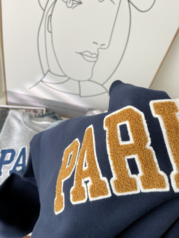 韩同款简约毛巾绣撞色字母休闲宽松大码卫衣女短款显瘦上衣秋6222|undefined