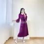 夏季立体荷叶袖修身连衣裙