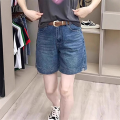 レトロハイウエストデニムショートパンツ女性のための 2025 夏の新しい大きいサイズファット mm ルーズスリム 4 分ストレートミッドパンツ