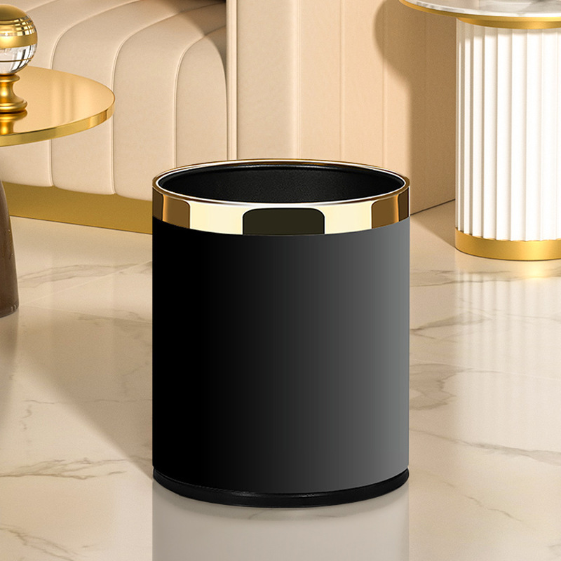 Trash Can Home Living Room Light Luxury Toilet Modern Kitchen Large Capacity Hotel Catering Office Commercial Black Embryo
