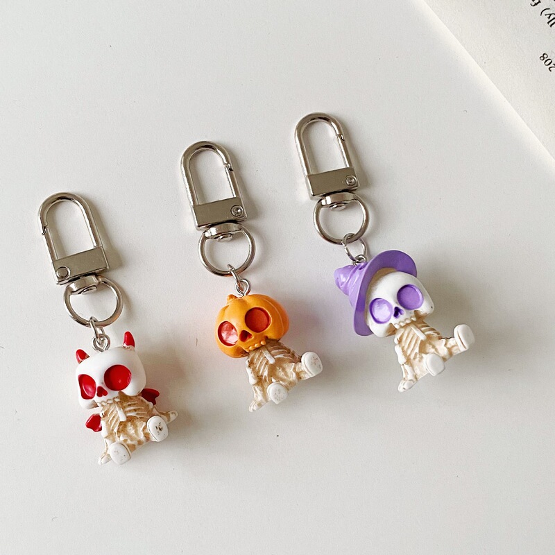 Cross-Border New Product Halloween Candy Skull Pumpkin Witch Doll Pendant Mobile Phone Chain Headphone Bag Keychain