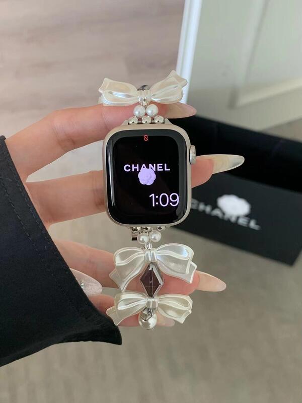 Super atmosphere# satin bow iwatch strap for Apple Watch AppleWatch8/7/654SE women