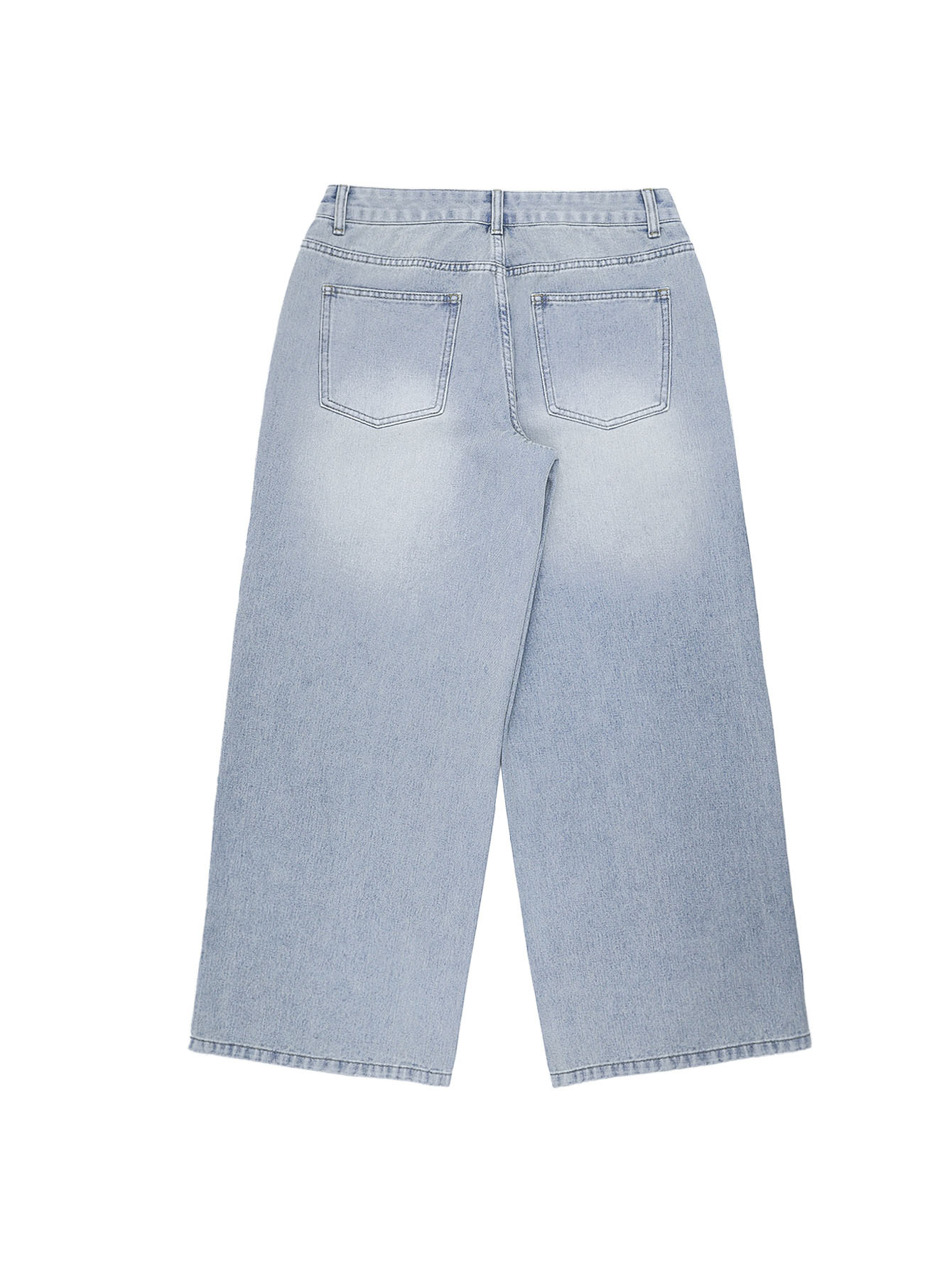 Women's Clothing Wide Leg Light Blue Jeans, High Waisted, Loose Fitting, Retro Style Floor Length Trousers, Wide Leg Washed Denim Jeans, Straight Leg._ecoleips.com