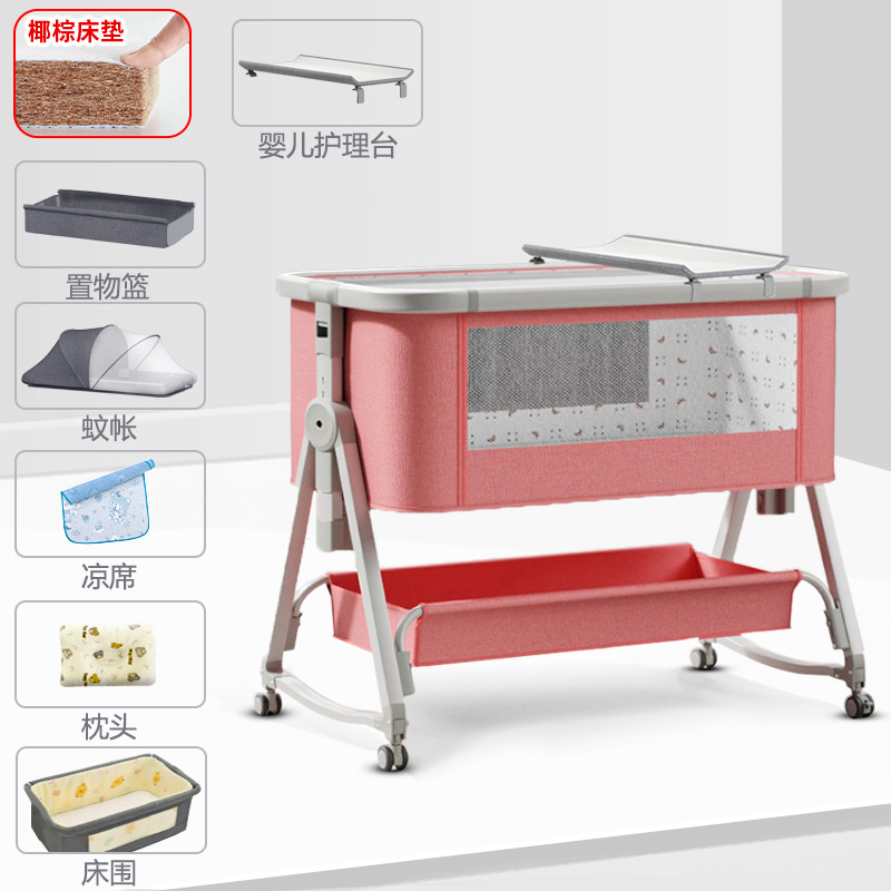 Cuna móvil Cuna portátil Cuna para bebé Cama plegable multifuncional bb Cama grande de costura para niños recién nacidos