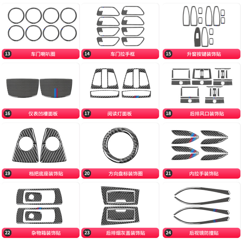 Adecuado para BMW nuevo Serie 3 F30 4 serie F36 volante botón Marco fibra de carbono interior modificación pegatinas