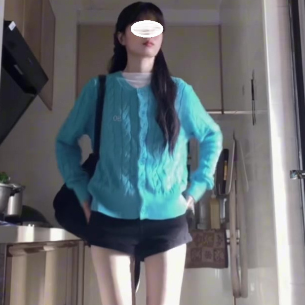 Korean Early Autum Atmosphere Blue Knitted Cardigan Sweater Women's Lazy Style Loose Outer Autum Jacket Top