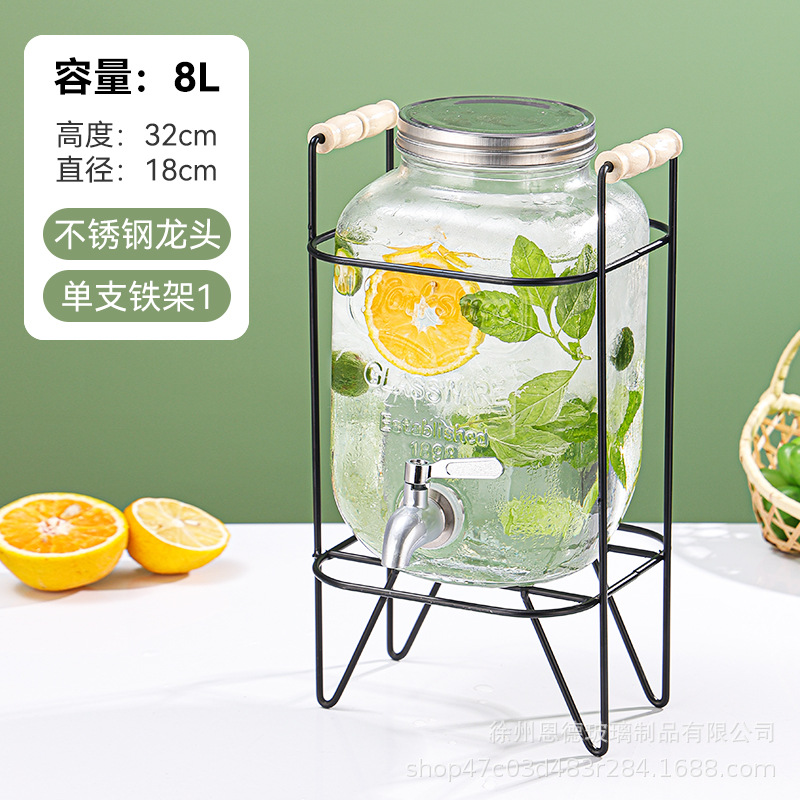 Barril de vidrio grueso barril de cola transparente con grifo sellado barril de frutas taza hervidor certificación de grado alimenticio image 40