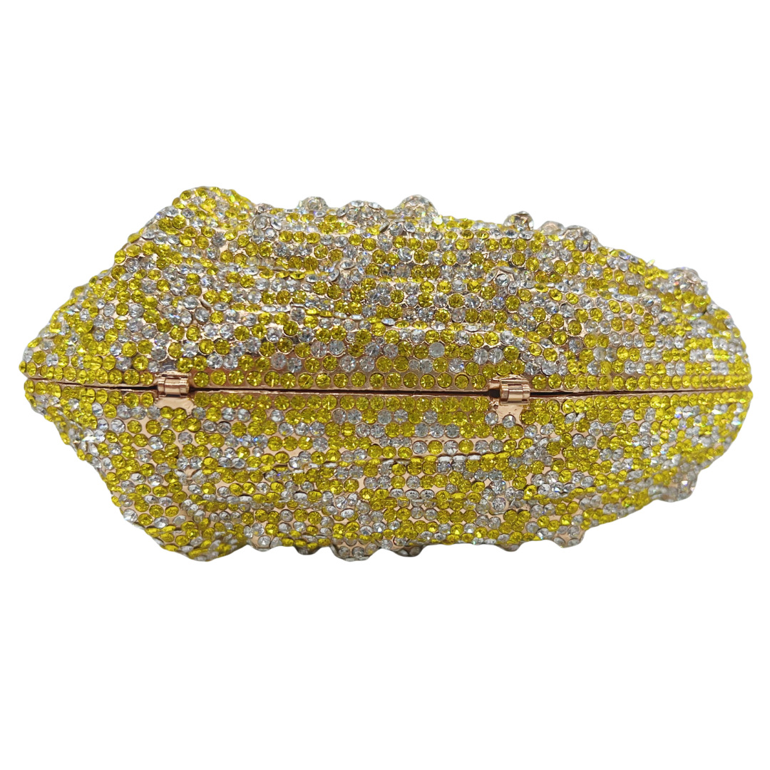 Clutch nữ hình vỏ sò đính đá dạ hội cầm tay — màu vàng, màu hồng, tím hoa violet, tùy chỉnh màu khác